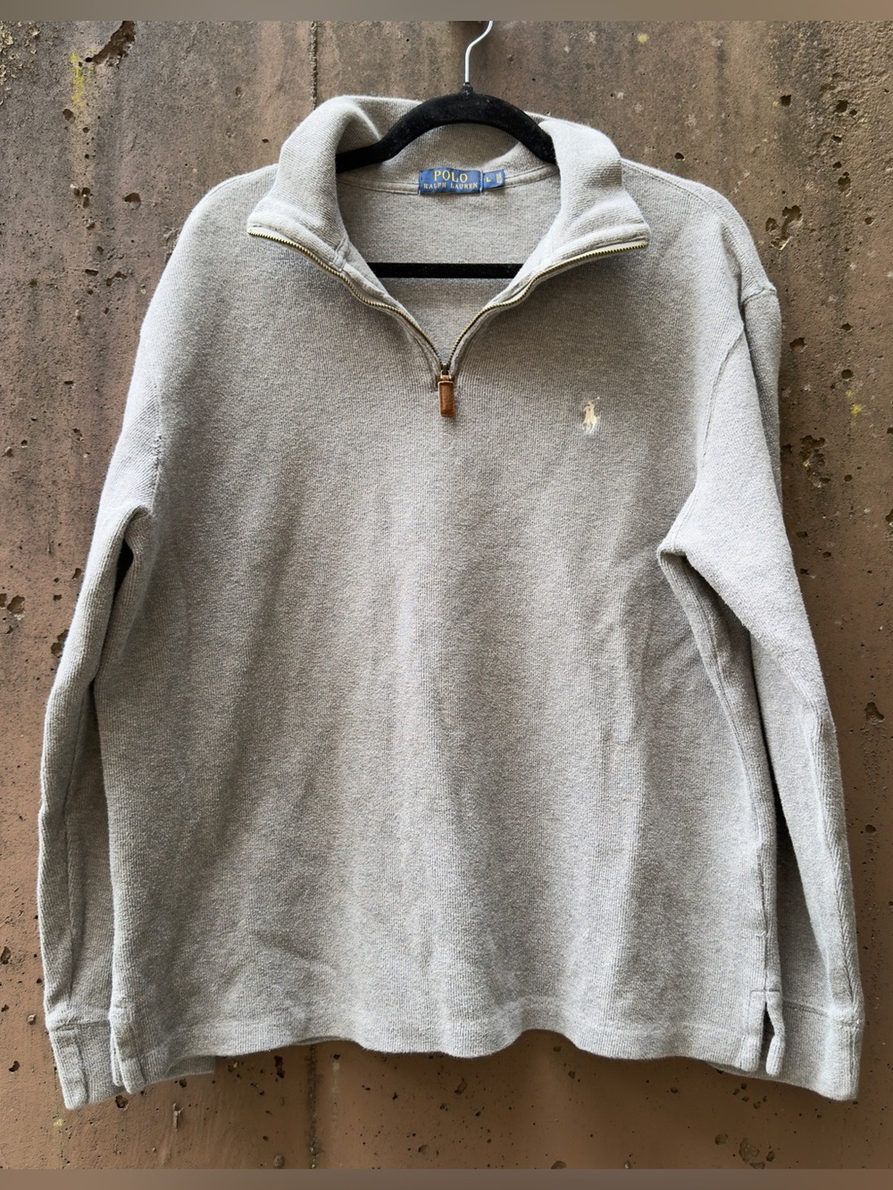 Polo Ralph Lauren Grey Ribbed Quarter Zip Size Large